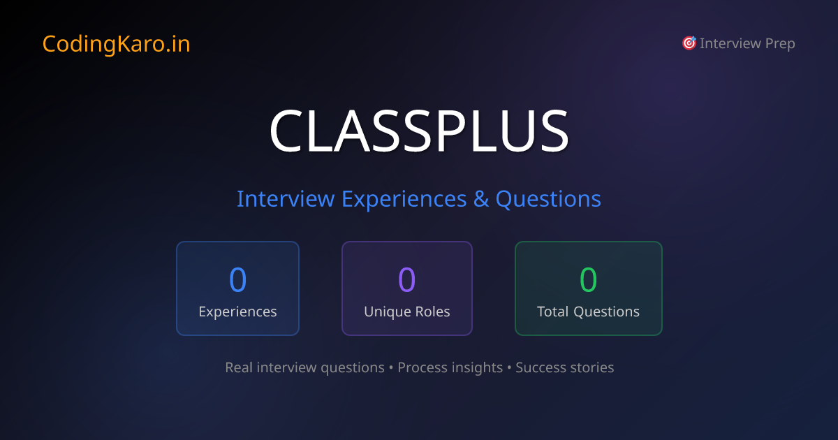 Classplus Interview Questions & Experiences 2026 | 0+ Real Stories ...