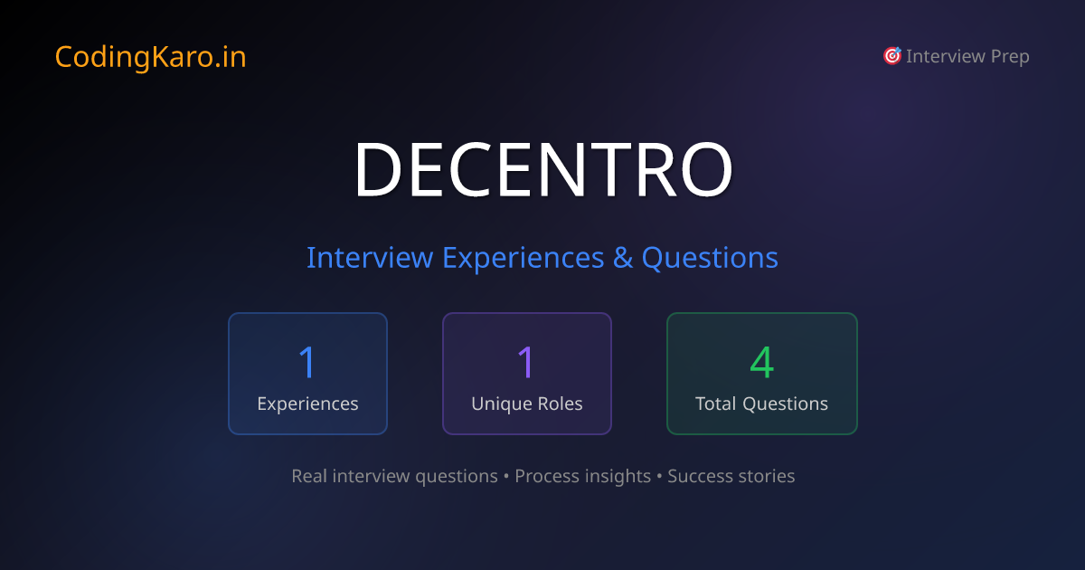 Decentro Interview Questions & Experiences 2026 | 1+ Real Stories ...