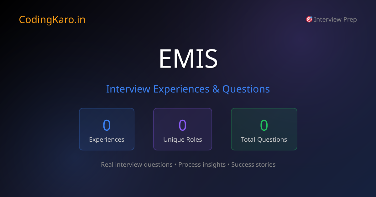 Emis Interview Questions & Experiences 2026 | 0+ Real Stories | CodingKaro
