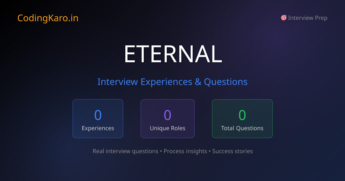 Eternal Interview Questions & Experiences 2026 | 0+ Real Stories ...
