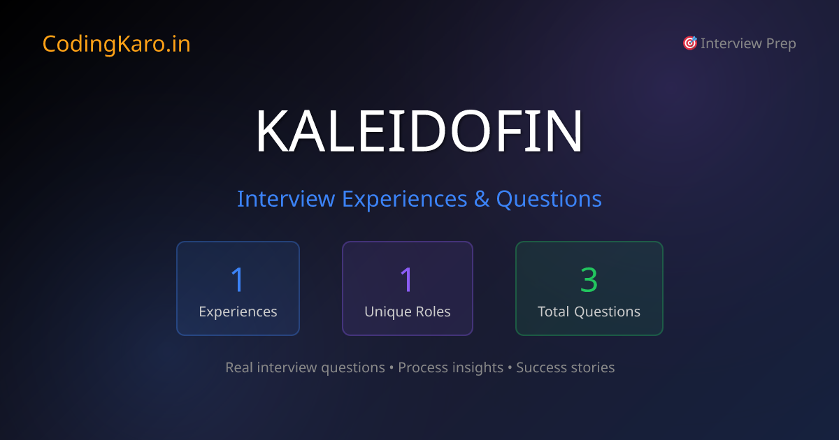 Kaleidofin Interview Questions & Experiences 2026 | 1+ Real Stories ...