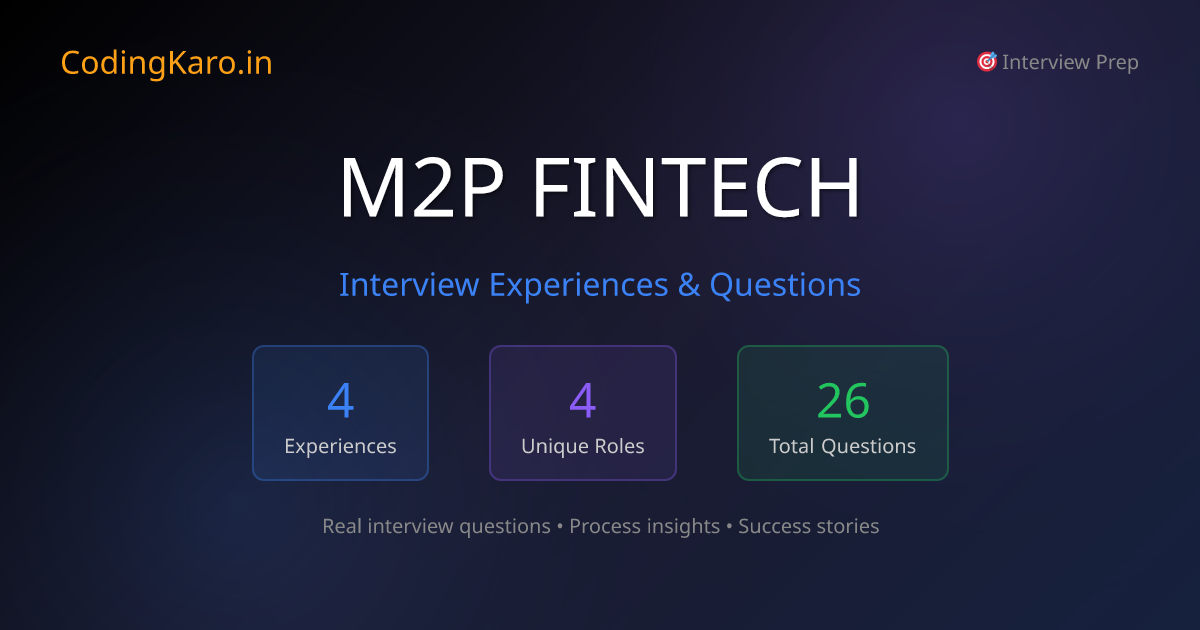 M2p%20fintech Interview Questions & Experiences 2026 | 4+ Real Stories ...