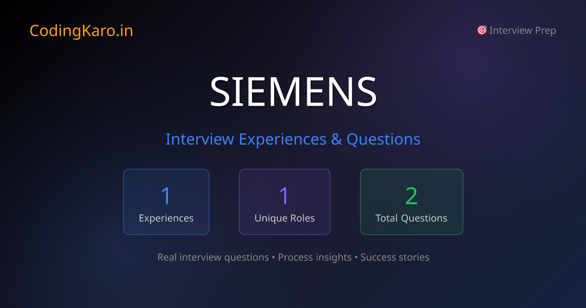 Siemens Interview Questions & Experiences 2026 | 1+ Real Stories ...