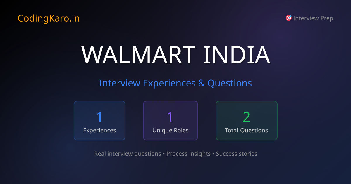Walmart%20india Interview Questions & Experiences 2026 | 1+ Real ...