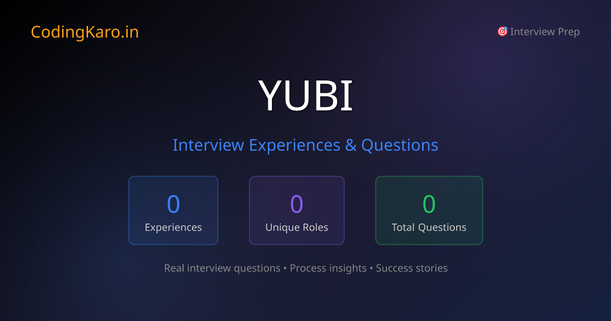 Yubi Interview Questions & Experiences 2026 | 0+ Real Stories | CodingKaro