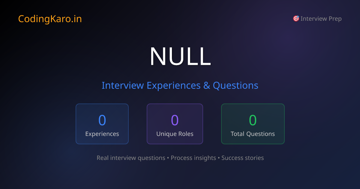 Null Interview Questions & Experiences 2026 | 0+ Real Stories | CodingKaro